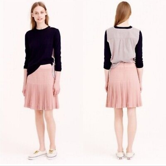 J.Crew Pleated Lattice Dusty Rose Mini Skirt - Picture 2 of 7